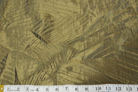 Bark Leaf Polyester Taffeta Fabric - Zig Zag Texture, 58/60" Width, Chocolate, Bronze Olive, Mint Green (Brownish Hue) (1 Yard)