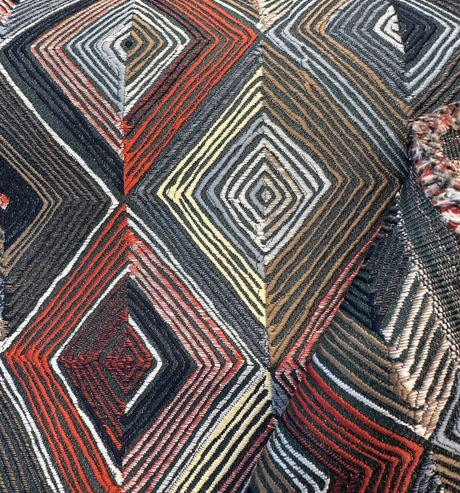 Flextime Crimson Diamond Jacquard Upholstery Fabric - Crimson, Geometric Diamond Pattern, 56" Width (1 Yard)