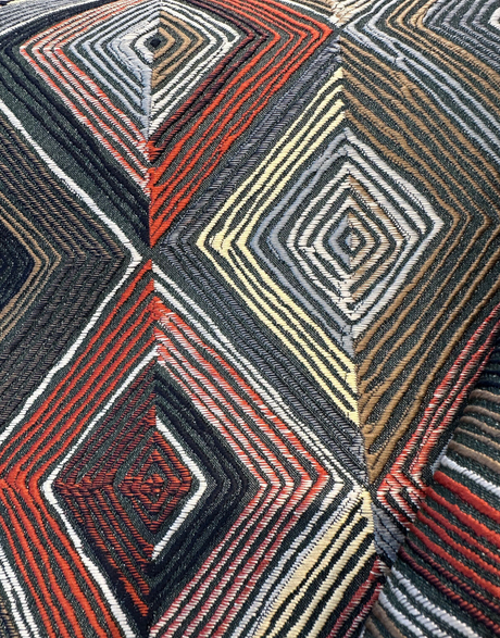 Flextime Crimson Diamond Jacquard Upholstery Fabric - Crimson, Geometric Diamond Pattern, 56" Width (1 Yard)