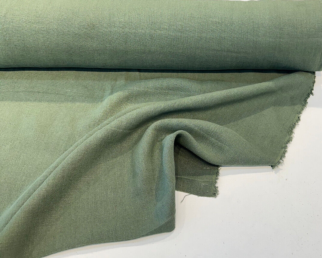 Don Giovanni Linen Fabric - Pesto Green, 54" Width (1 Yard)
