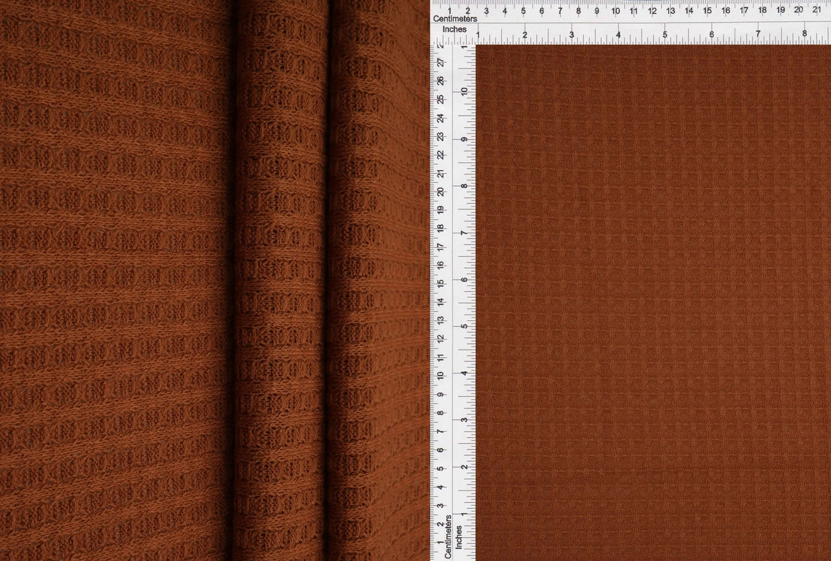 Waffle Solid Knit Fabric 1 Yard Soft Stretch Textured Material 58/60" Wide