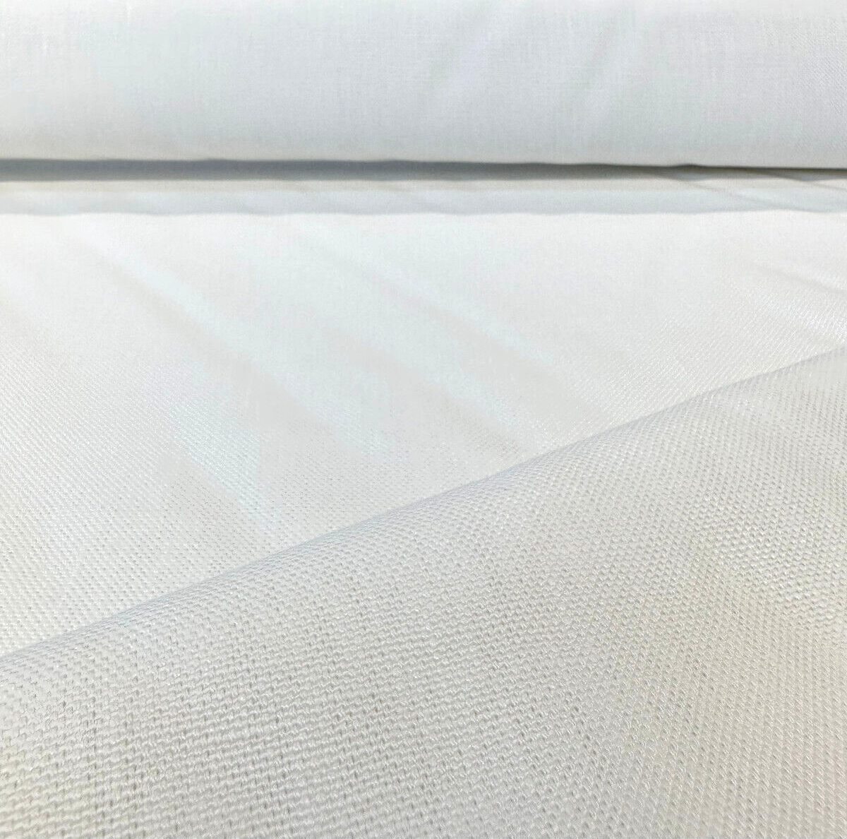 Heavy Linen White Belgian Drapery Upholstery Fabric - White, 56" Usable Width (1 Yard)