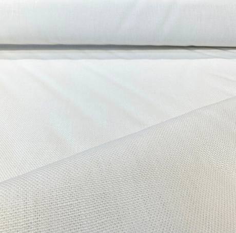 Heavy Linen White Belgian Drapery Upholstery Fabric - White, 56" Usable Width (1 Yard)