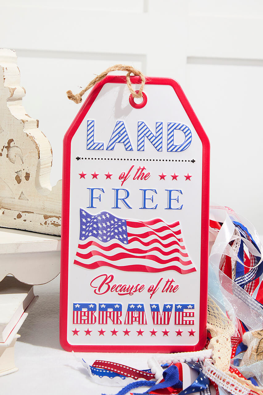 RADYAN 12"H Metal Embossed Americana Wall Hanging Tag