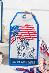 RADYAN 12"H Metal Embossed Americana Wall Hanging Tag