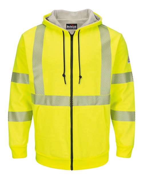 Hi-Visibility Zip-Front Hooded Fleece Sweatshirt with Waffle Lining