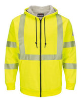 Hi-Visibility Zip-Front Hooded Fleece Sweatshirt with Waffle Lining