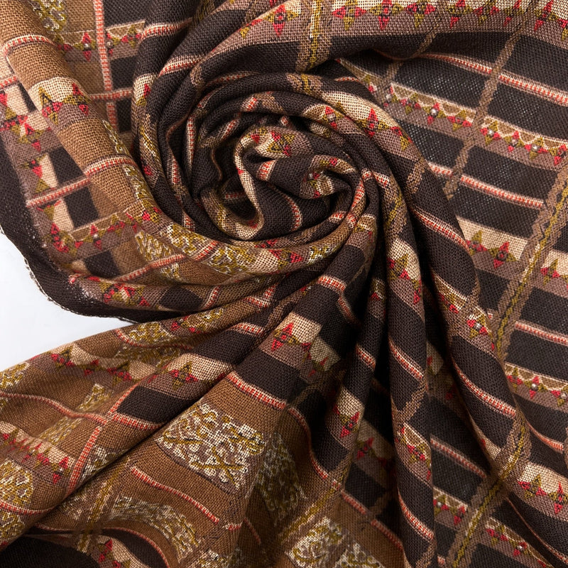Wool Fabric Brown Striped