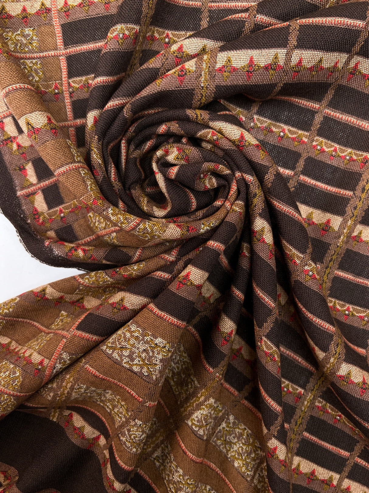 Wool Fabric Brown Striped