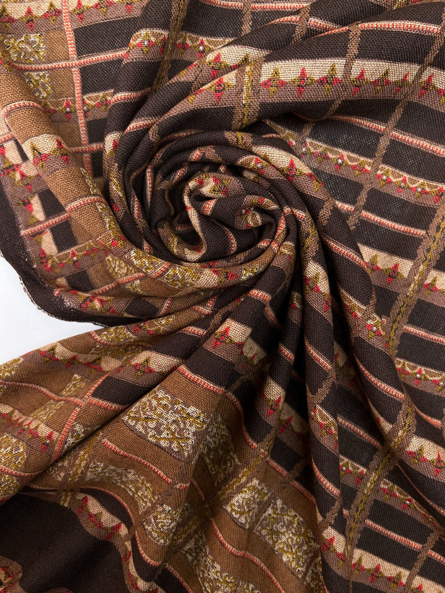 Wool Fabric Brown Striped