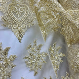 Embroidered Lace Fabric on Polyester Net Mesh