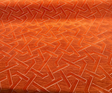 Zara Orange Marmalade Velvet Fabric - Geometric Diamond Pattern, Orange With Silver Beige Lines, 56" Width (1 Yard)