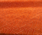 Zara Orange Marmalade Velvet Fabric - Geometric Diamond Pattern, Orange With Silver Beige Lines, 56" Width (1 Yard)