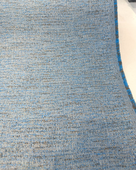 Sunbrella Adena Azure Blue Acrylic Fabric - Light Blue, Taupe Gray Hints, Tweed, 54" Width (1 Yard)