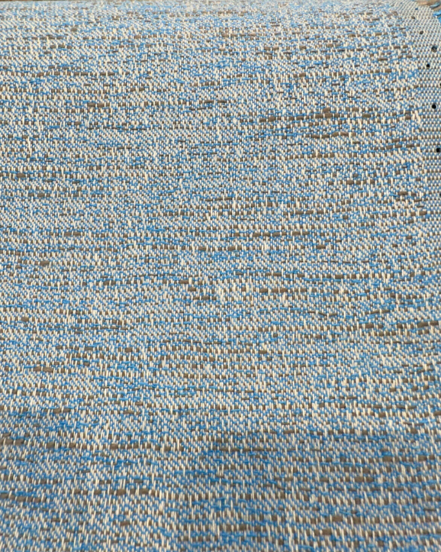 Sunbrella Adena Azure Blue Acrylic Fabric - Light Blue, Taupe Gray Hints, Tweed, 54" Width (1 Yard)