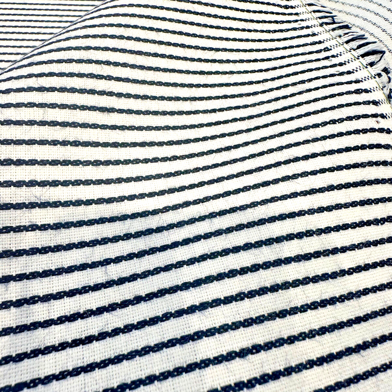 Sunbrella Pinstripe Solution Dyed Acrylic Fabric - Navy Blue/White Pinstripe, 54" Width (1 Yard)