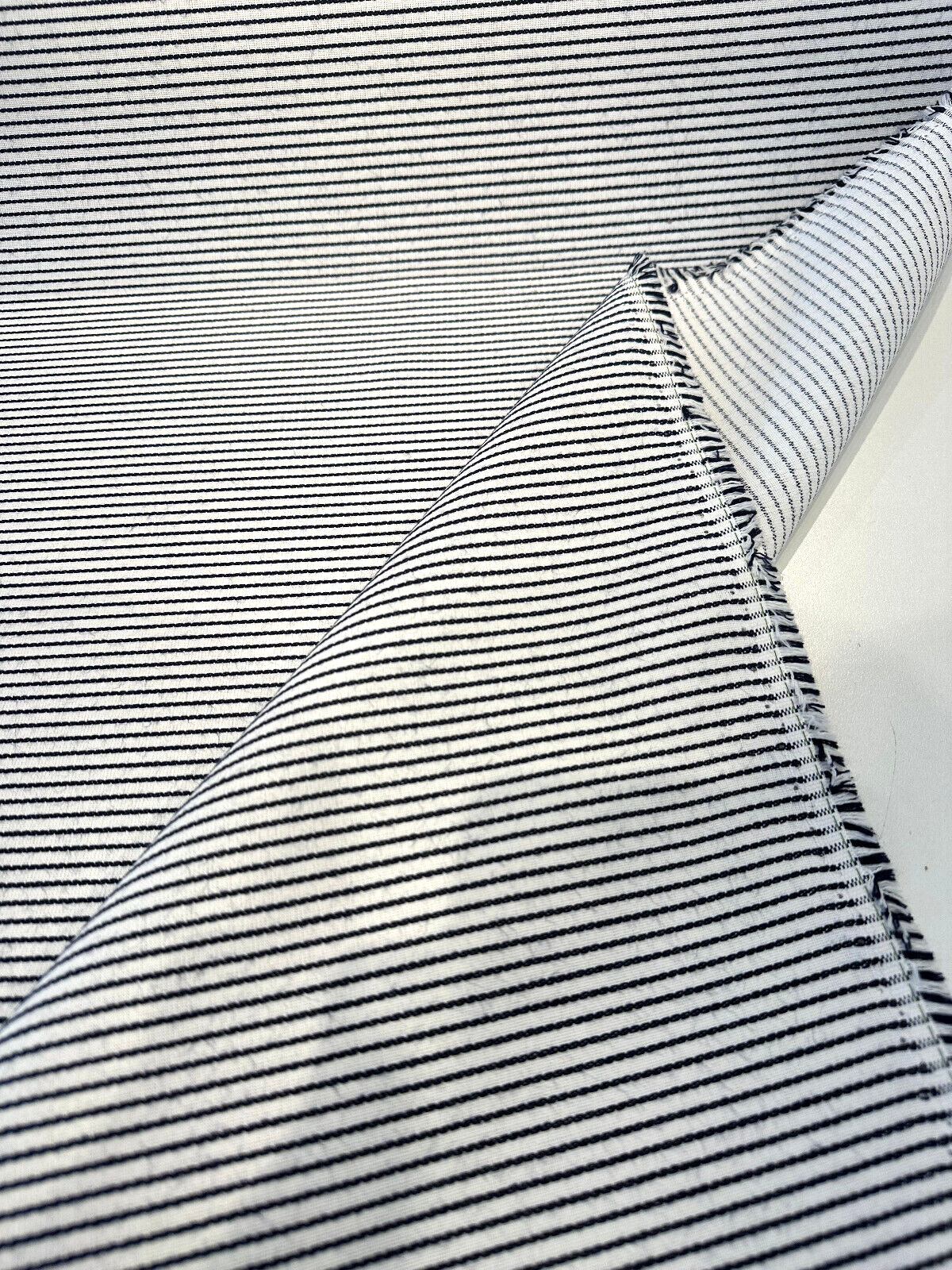 Sunbrella Pinstripe Solution Dyed Acrylic Fabric - Navy Blue/White Pinstripe, 54" Width (1 Yard)