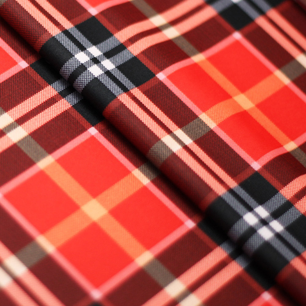 Modern Plaid Polyester Spandex Fabric - Multicolor Tartan Plaid Print, 58/60" Width, 240 GSM (1 Yard)