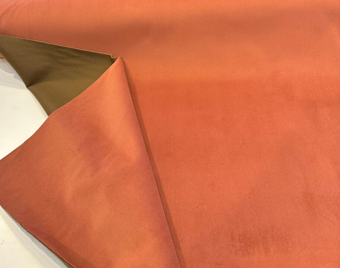Posh Velvet Polyester Fabric - Picante Fiery Orange, Fleece Backed, 56" Width (1 Yard)