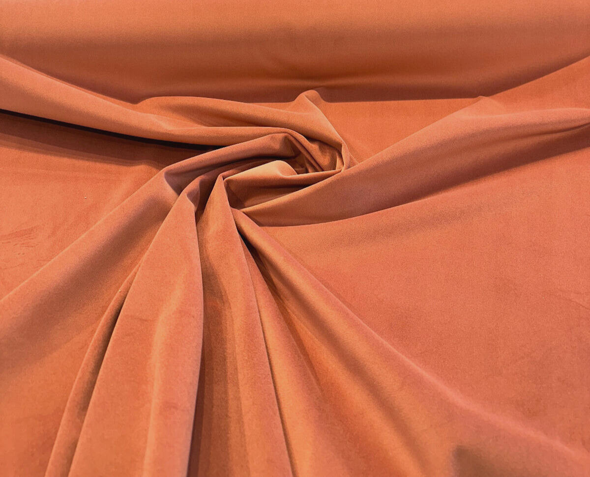 Posh Velvet Polyester Fabric - Picante Fiery Orange, Fleece Backed, 56" Width (1 Yard)