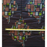 Kumasi Skyline 100 Percent Cotton Fabric - Brown, Green, Beige African Print, 45-47" Width (Per Yard)
