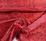 Jazz Plush Chenille Upholstery Fabric - Lipstick Red, Soft Textured, 55" Width (1 Yard)