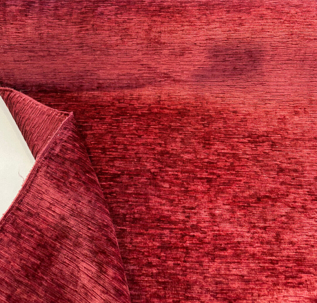 Jazz Plush Chenille Upholstery Fabric - Lipstick Red, Soft Textured, 55" Width (1 Yard)