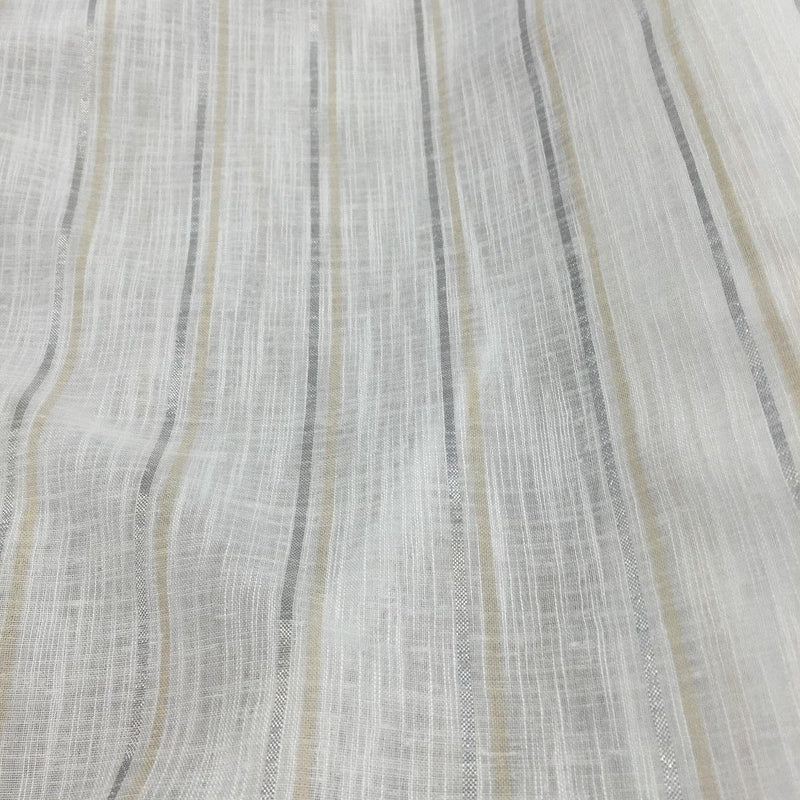 P Kaufmann Salt White Gold Byline Elegant Sheer Polyester Fabric - White Gold Sheer Pattern, 120" Width (1 Yard)