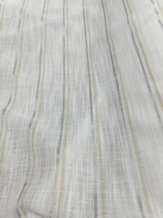 P Kaufmann Salt White Gold Byline Elegant Sheer Polyester Fabric - White Gold Sheer Pattern, 120" Width (1 Yard)