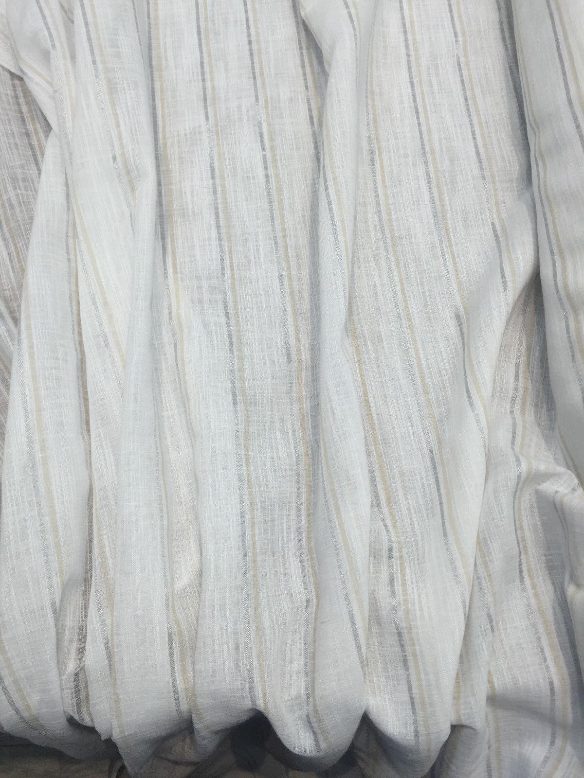 P Kaufmann Salt White Gold Byline Elegant Sheer Polyester Fabric - White Gold Sheer Pattern, 120" Width (1 Yard)