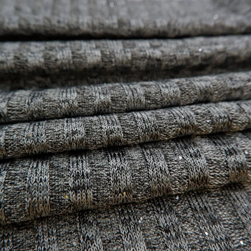 Glitter Rib Knit Fabric 1 Yard Solid Melange Soft Stretch Shimmer 58/60" Wide