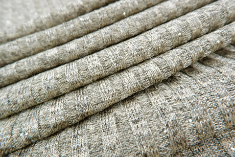 Glitter Rib Knit Fabric 1 Yard Solid Melange Soft Stretch Shimmer 58/60" Wide