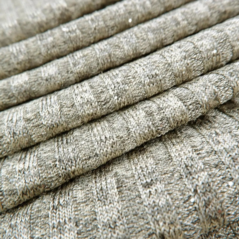 1 Yard Glitter Rib Knit Fabric, 58/60'' Wide Polyester Spandex Blend