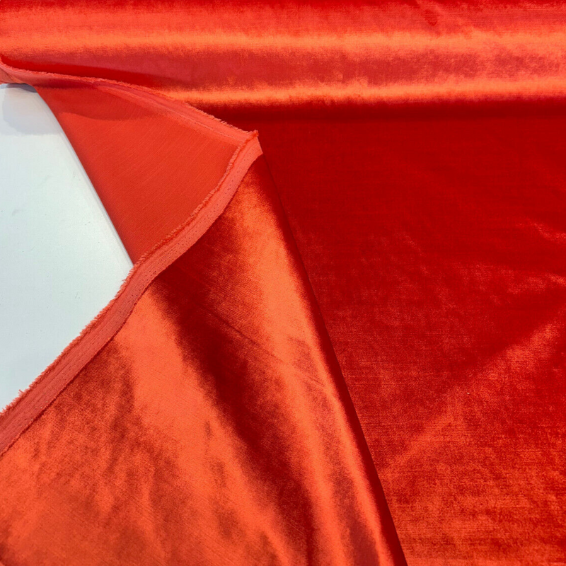 Glam Atomic Red Velvet Fabric - Atomic Red, Heavy Upholstery, 55" Width (1 Yard)