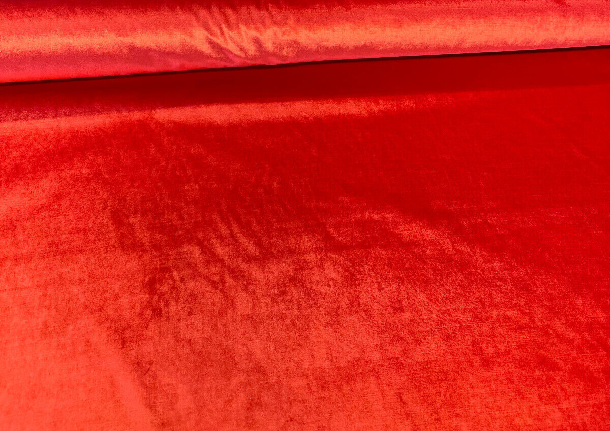 Glam Atomic Red Velvet Fabric - Atomic Red, Heavy Upholstery, 55" Width (1 Yard)