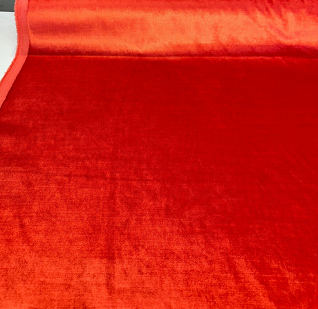 Glam Atomic Red Velvet Fabric - Atomic Red, Heavy Upholstery, 55" Width (1 Yard)