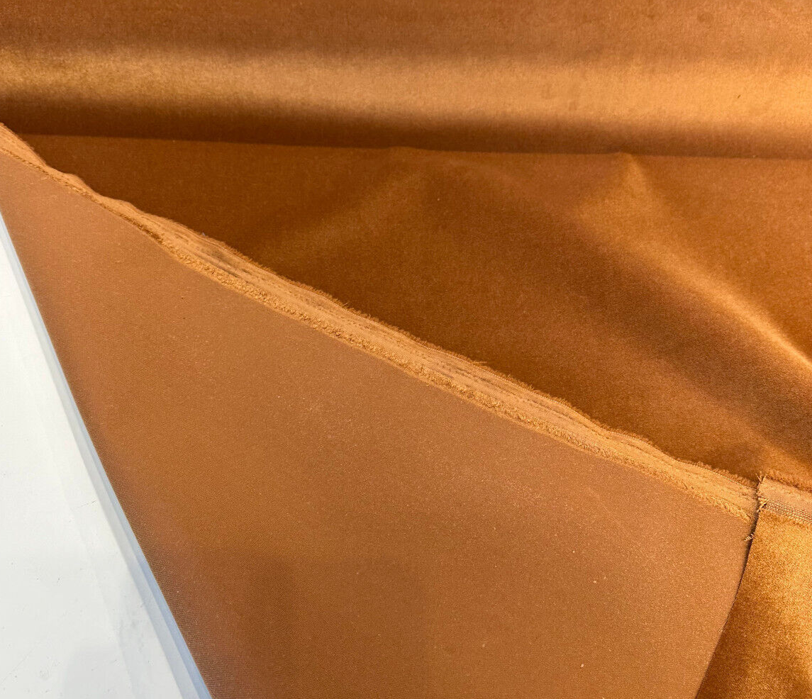 Moxie Sepia Orange Copper Velvet Fabric - Sepia Orange Copper, Heavy Upholstery, 55" Width (1 Yard)