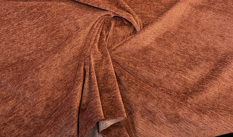 Destiny Paprika Plush Chenille Fabric - Paprika, Soft Textured Upholstery, 55" Width (1 Yard)