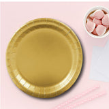 24 Count Metallic Gold Paper Dessert Plates for Wedding Party Birthday 7"