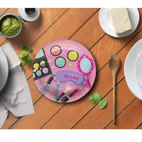 8 Count Spa Party Pink Color Paper Dinner Plates 7 Inch for Girls Night and Bridal Shower