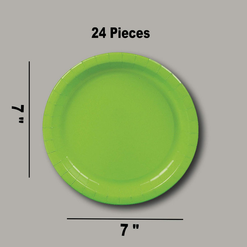 7" Lime Round Paper Plates 24 Count for Desserts and Snacks