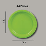 7" Lime Round Paper Plates 24 Count for Desserts and Snacks
