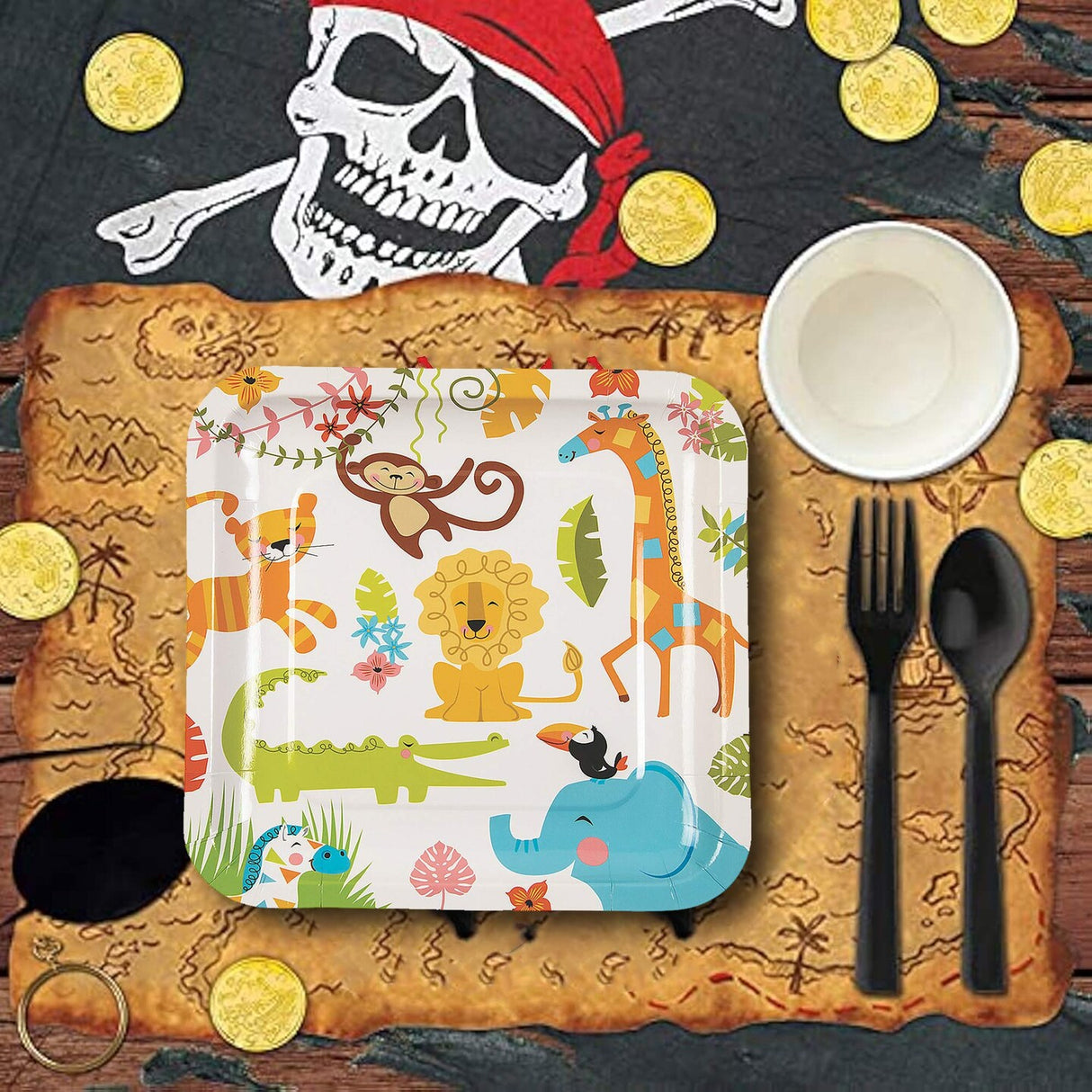 8 Count Jungle Animal Square Paper Dinner Plates 9 Inch Baby Shower Tableware