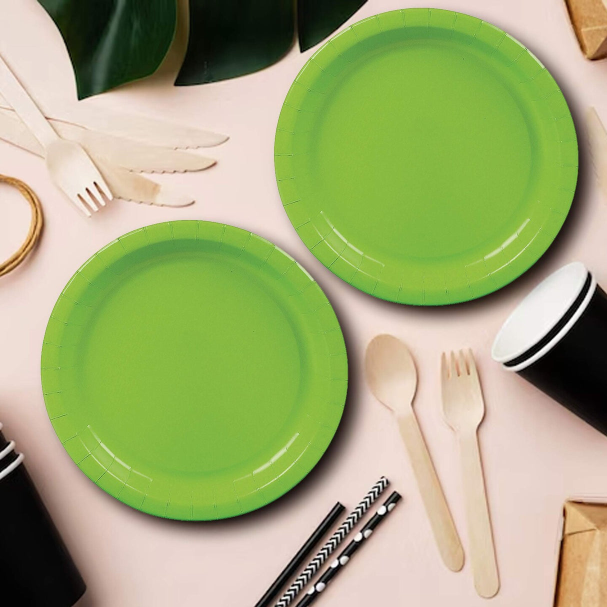 7" Lime Round Paper Plates 24 Count for Desserts and Snacks