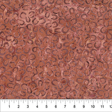 Cotton Fabric Saddle Up Horseshoes Pumpkin 43/44"