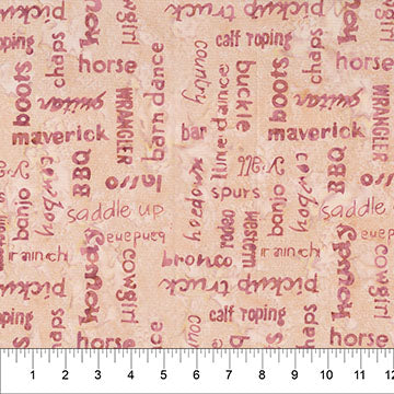 Cotton Print Saddle Up Words Blush Fabric 43/44"