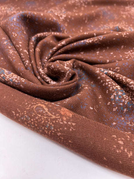 Printed Brown Beige Wool Tweed