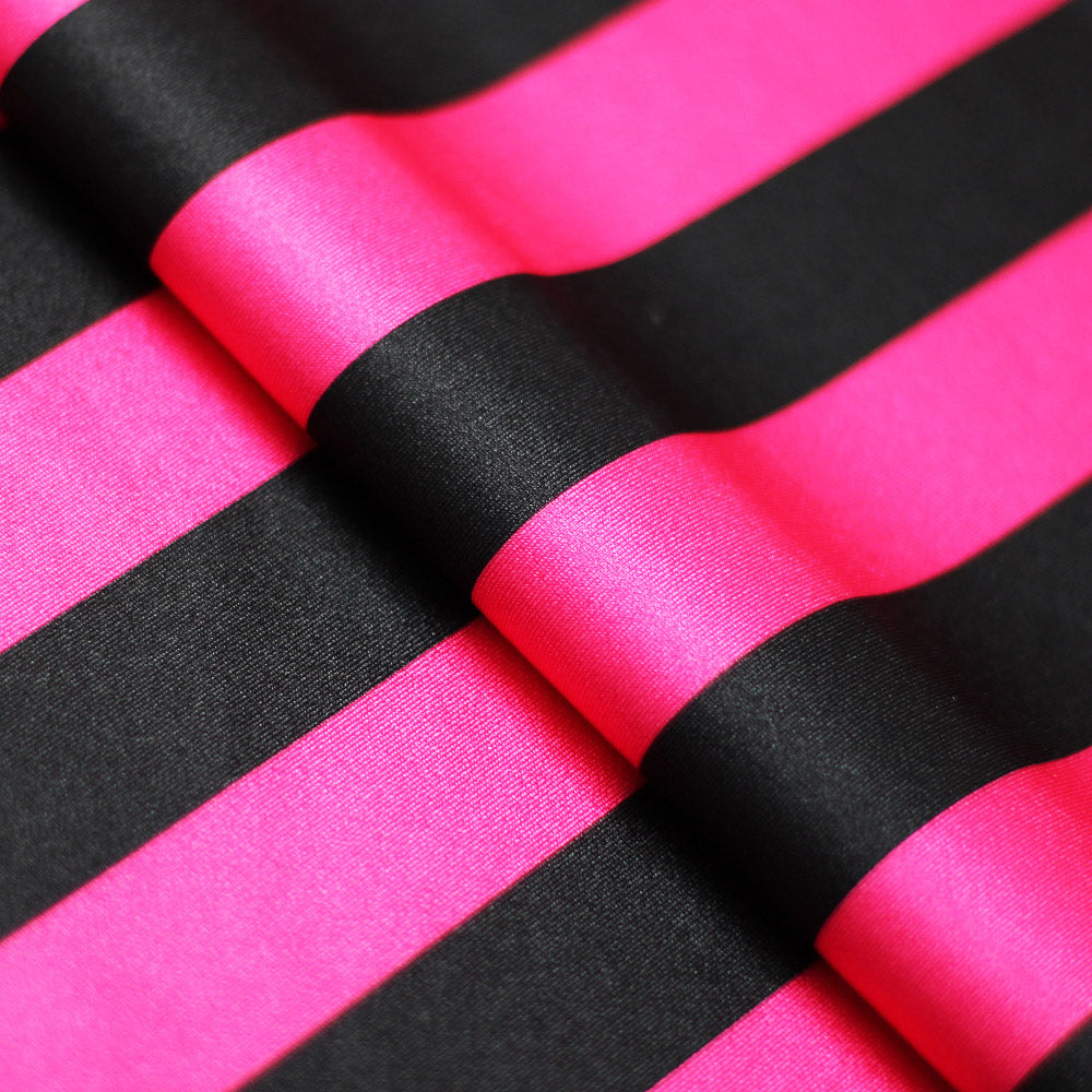 Lucky Stripes Polyester Spandex Fabric - Multi-Color 1" Wide Stripes, 58/60" Width (1 Yard)