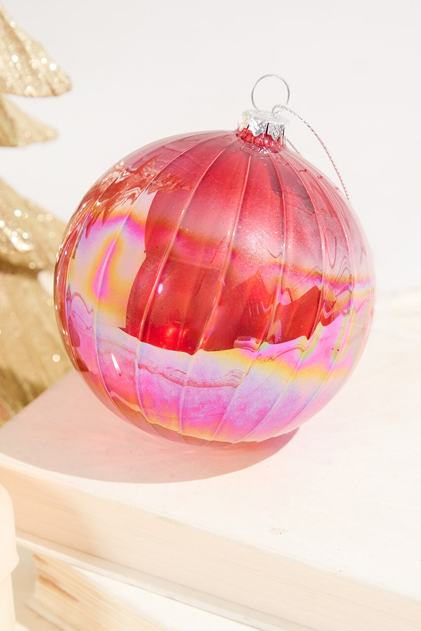 4" Red Luster Ball Ornament