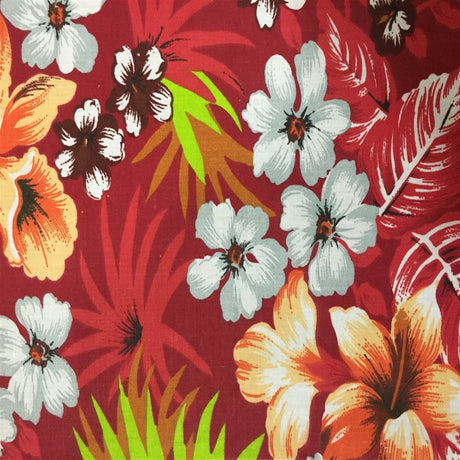 Hawaiian Print Poly Cotton Fabric - Hawaiian Print, 59" Width (1 Yard)